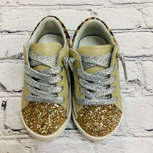 Load image into Gallery viewer, GOLD GLITTER LEOPARD STAR SNEAKERS
