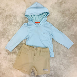 LAND SHARK DRY-FIT HOODIE - BABY BLUE