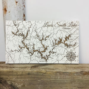 IVORY SMITH LAKE LASER CUT MAP 11¼" X 19"