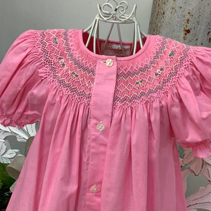 BUTTON FRONT SMOCKED DRESS