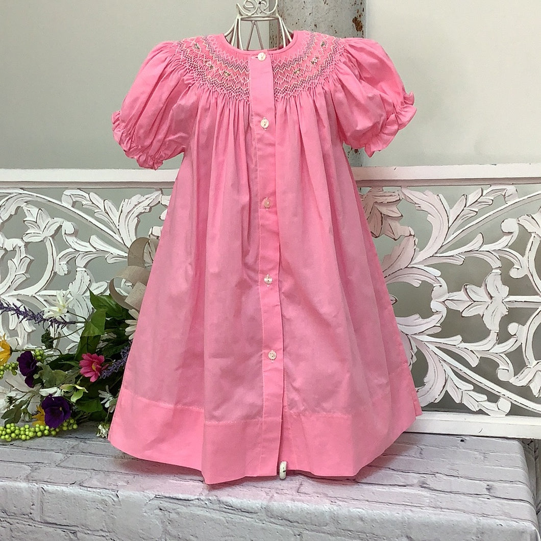 BUTTON FRONT SMOCKED DRESS